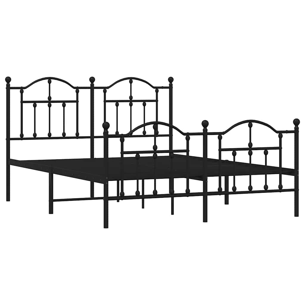 Metalni okvir kreveta uzglavlje i podnožje crni 140x190 cm
