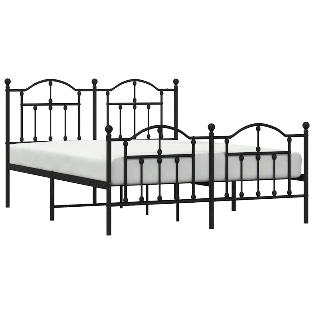 Metalni okvir kreveta uzglavlje i podnožje crni 140x190 cm