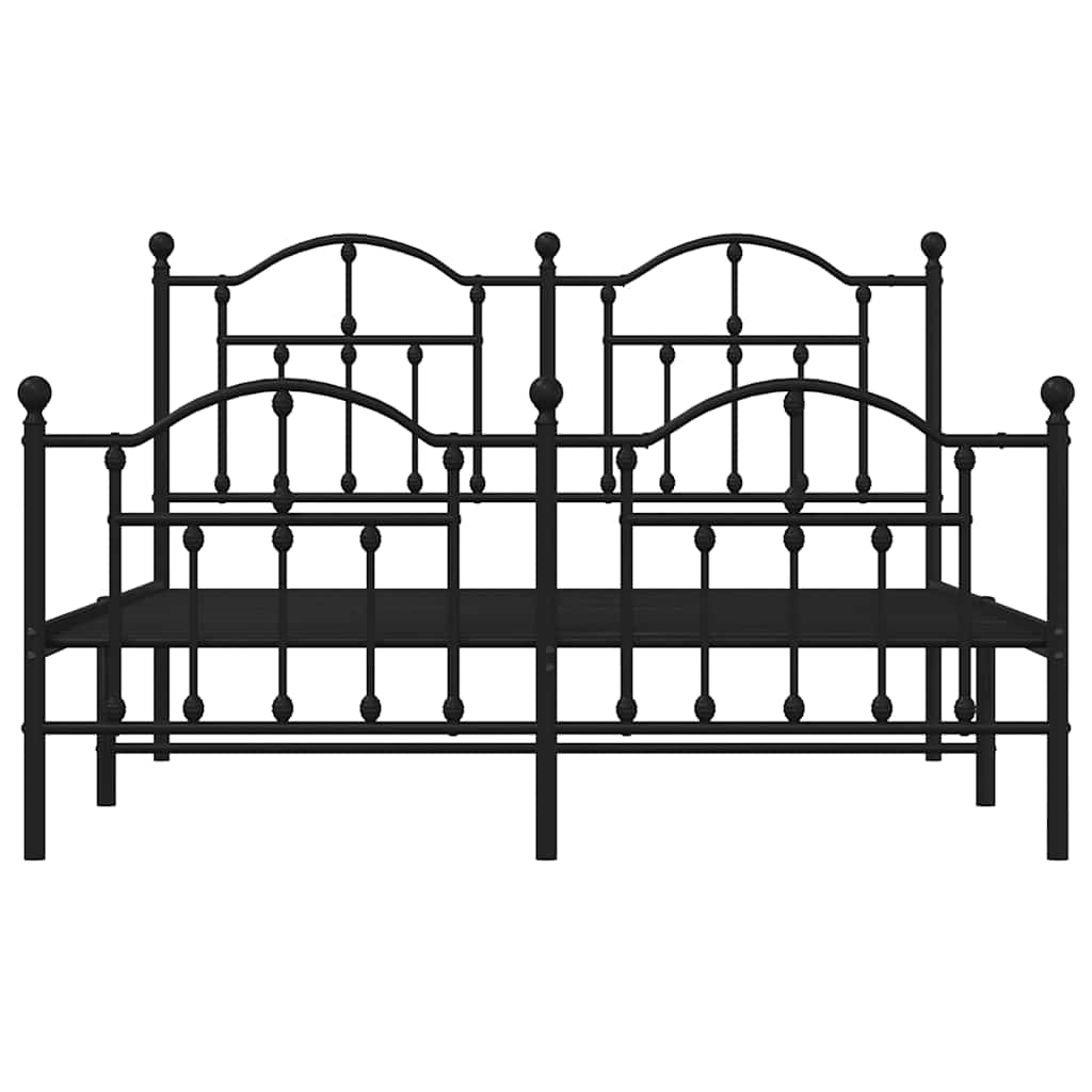 Metalni okvir kreveta uzglavlje i podnožje crni 140x190 cm