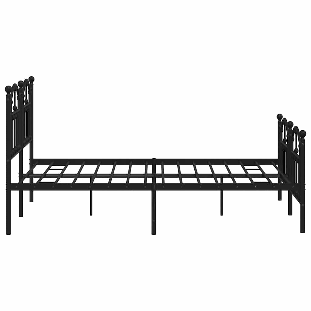 Metalni okvir kreveta uzglavlje i podnožje crni 140x190 cm