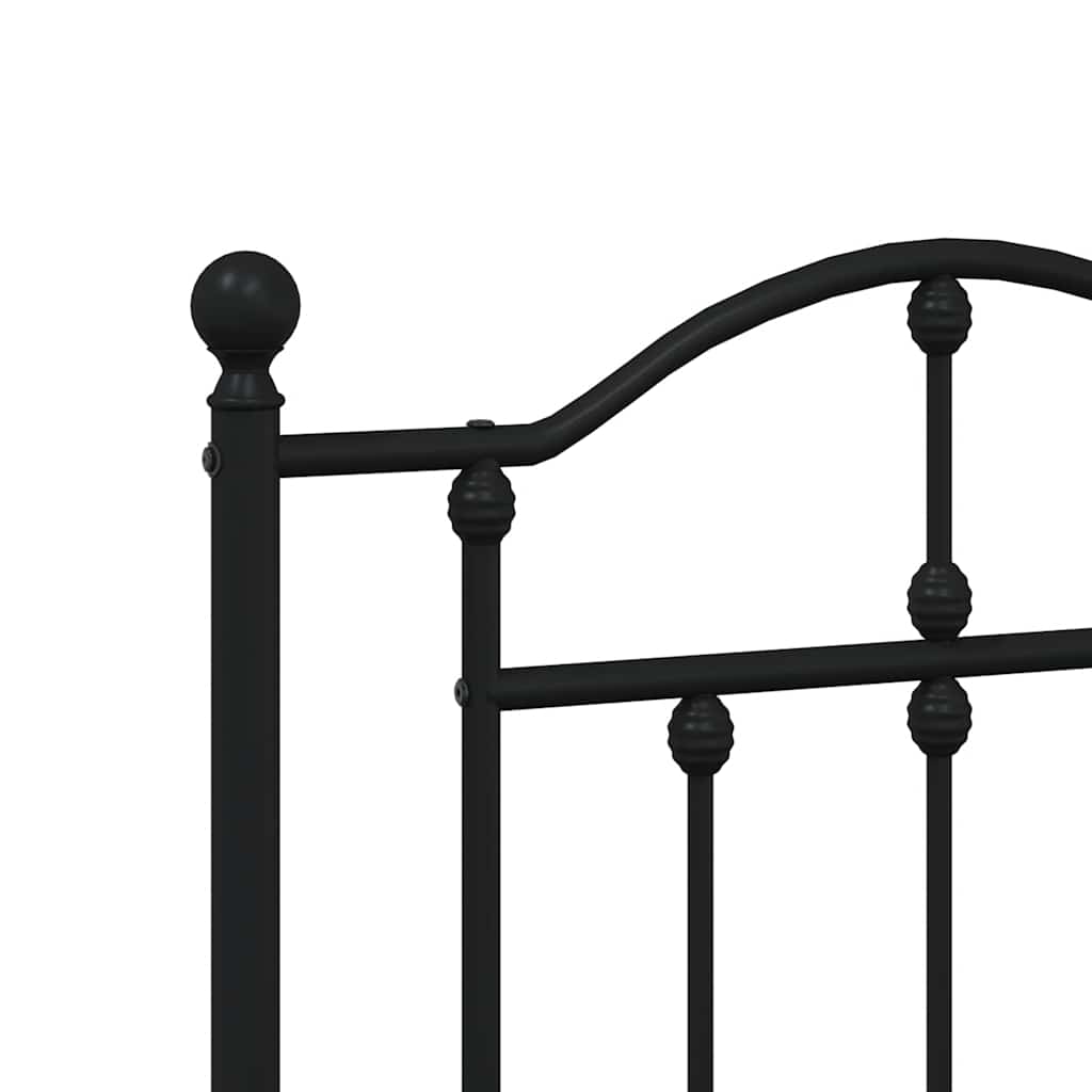 Metalni okvir kreveta uzglavlje i podnožje crni 140x190 cm
