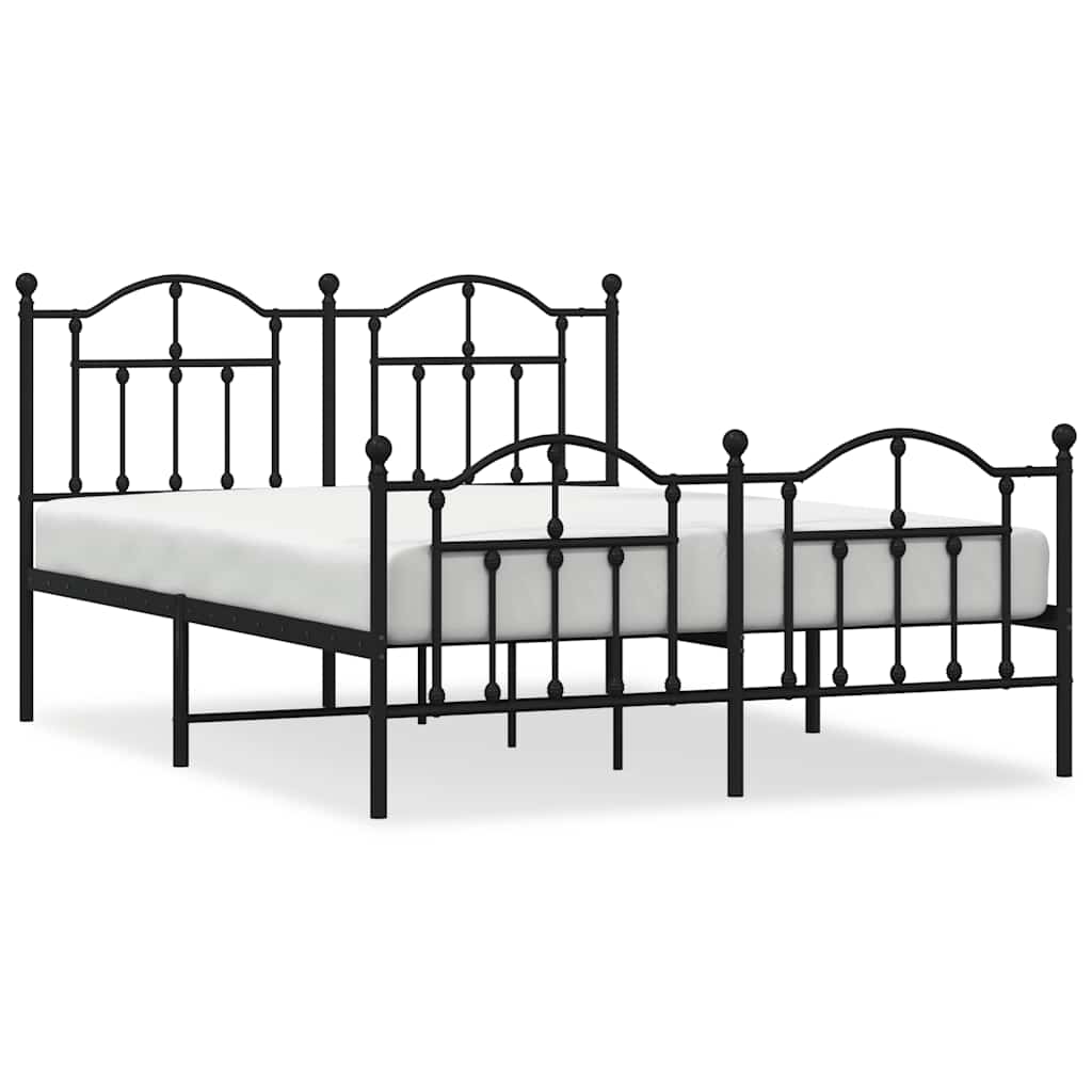Metalni okvir kreveta uzglavlje i podnožje crni 150x200 cm