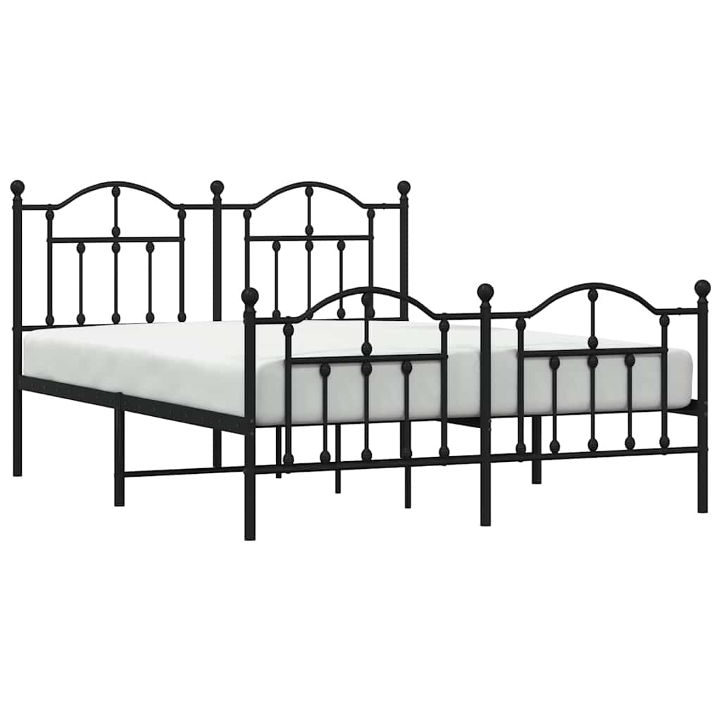 Metalni okvir kreveta uzglavlje i podnožje crni 150x200 cm