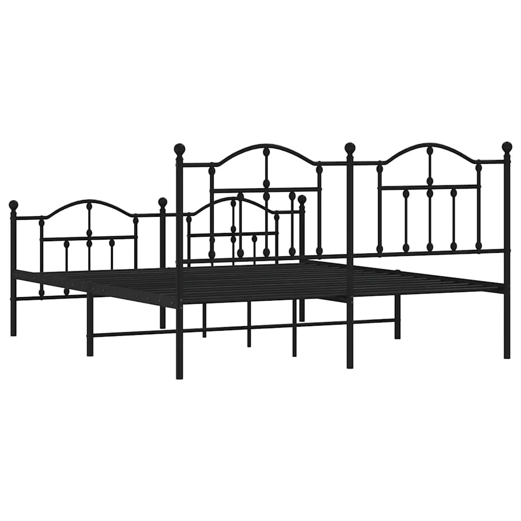 Metalni okvir kreveta uzglavlje i podnožje crni 160x200 cm