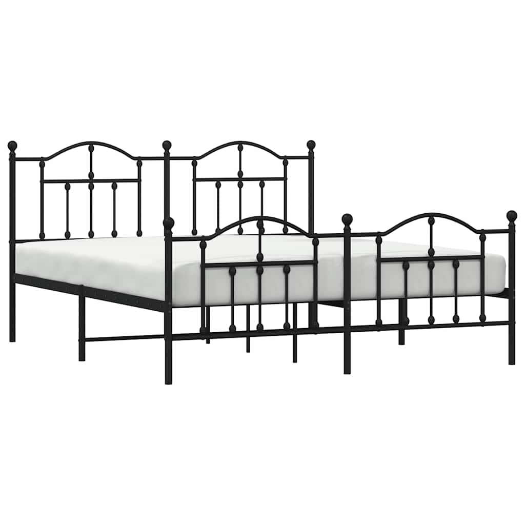 Metalni okvir kreveta uzglavlje i podnožje crni 183x213 cm
