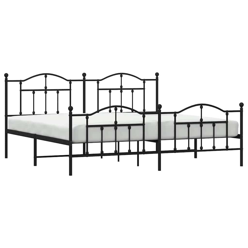Metalni okvir kreveta uzglavlje i podnožje crni 200x200 cm