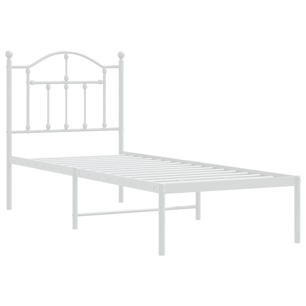 Metalni okvir krevet bez madraca s uzglavljem bijeli 75x190 cm