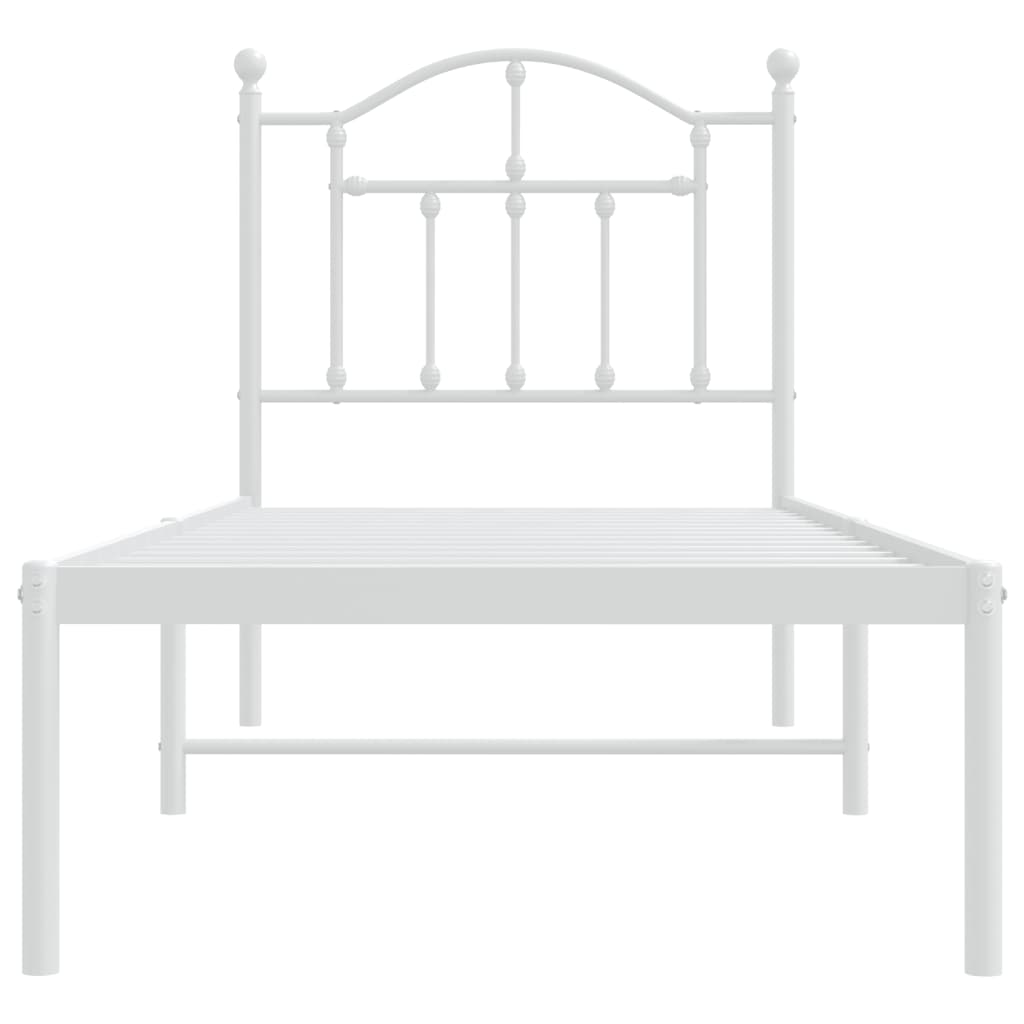 Metalni okvir krevet bez madraca s uzglavljem bijeli 75x190 cm