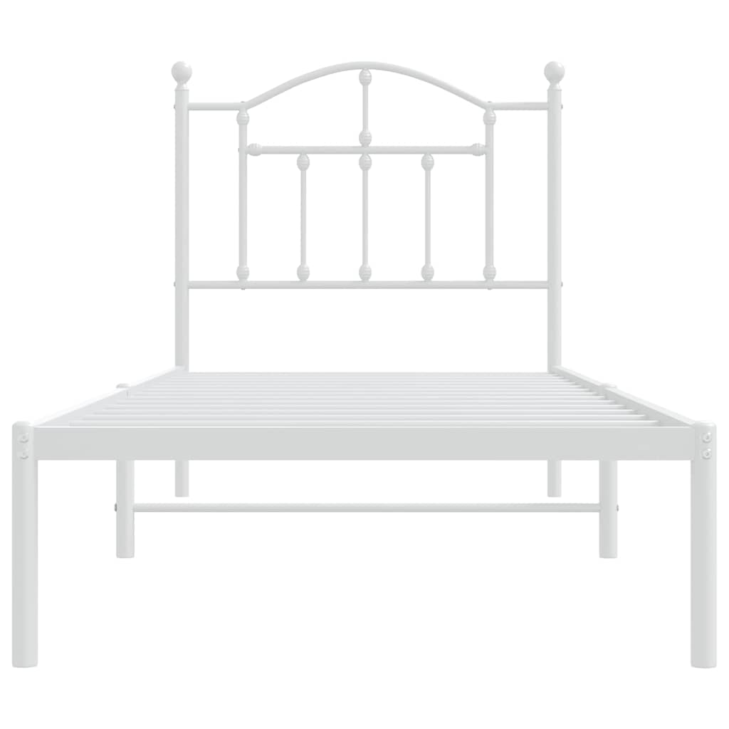 Metalni okvir za krevet s uzglavljem bijeli 90 x 190 cm