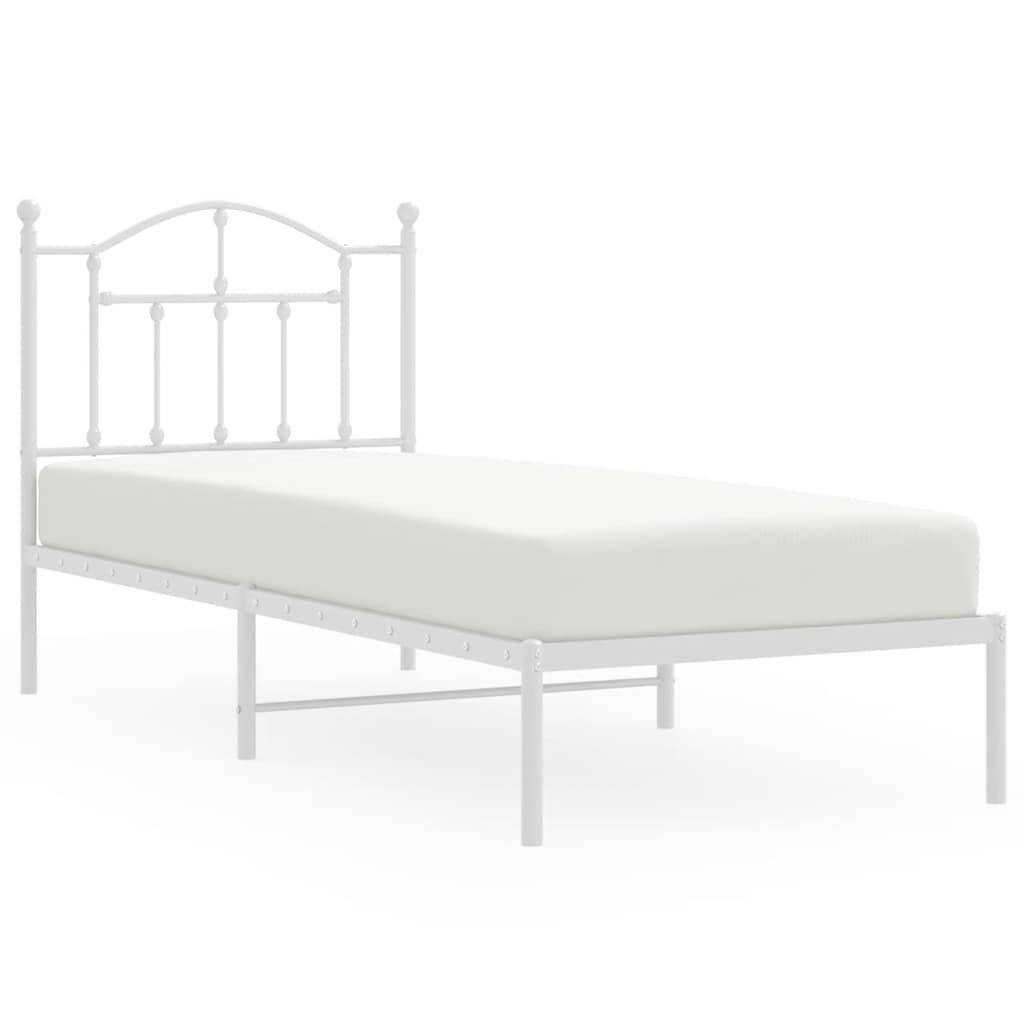 Metalni okvir za krevet s uzglavljem bijeli 90x200 cm