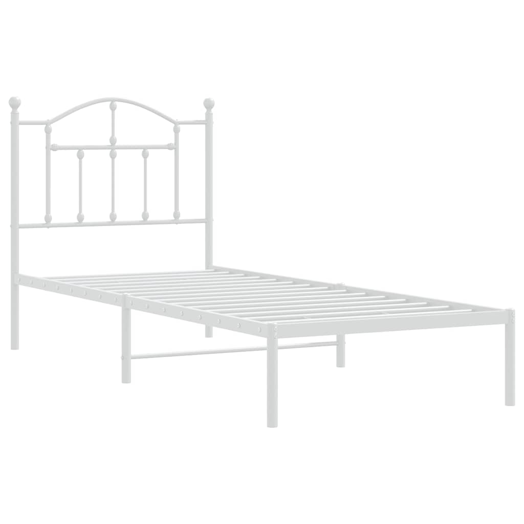 Metalni okvir za krevet s uzglavljem bijeli 90x200 cm