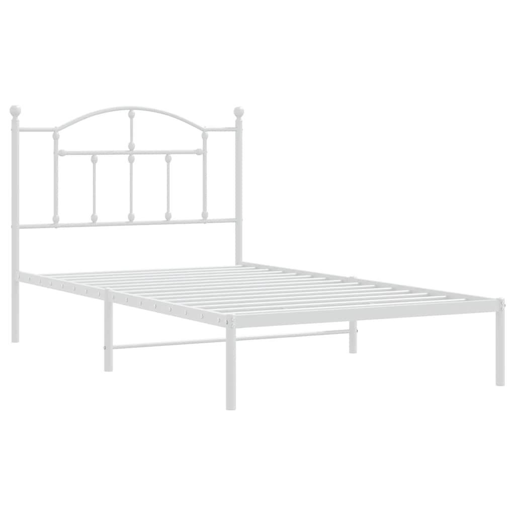 Metalni okvir za krevet s uzglavljem bijeli 100x190 cm