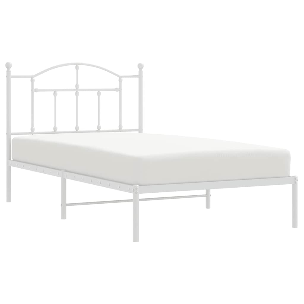Metalni okvir za krevet s uzglavljem bijeli 100x190 cm