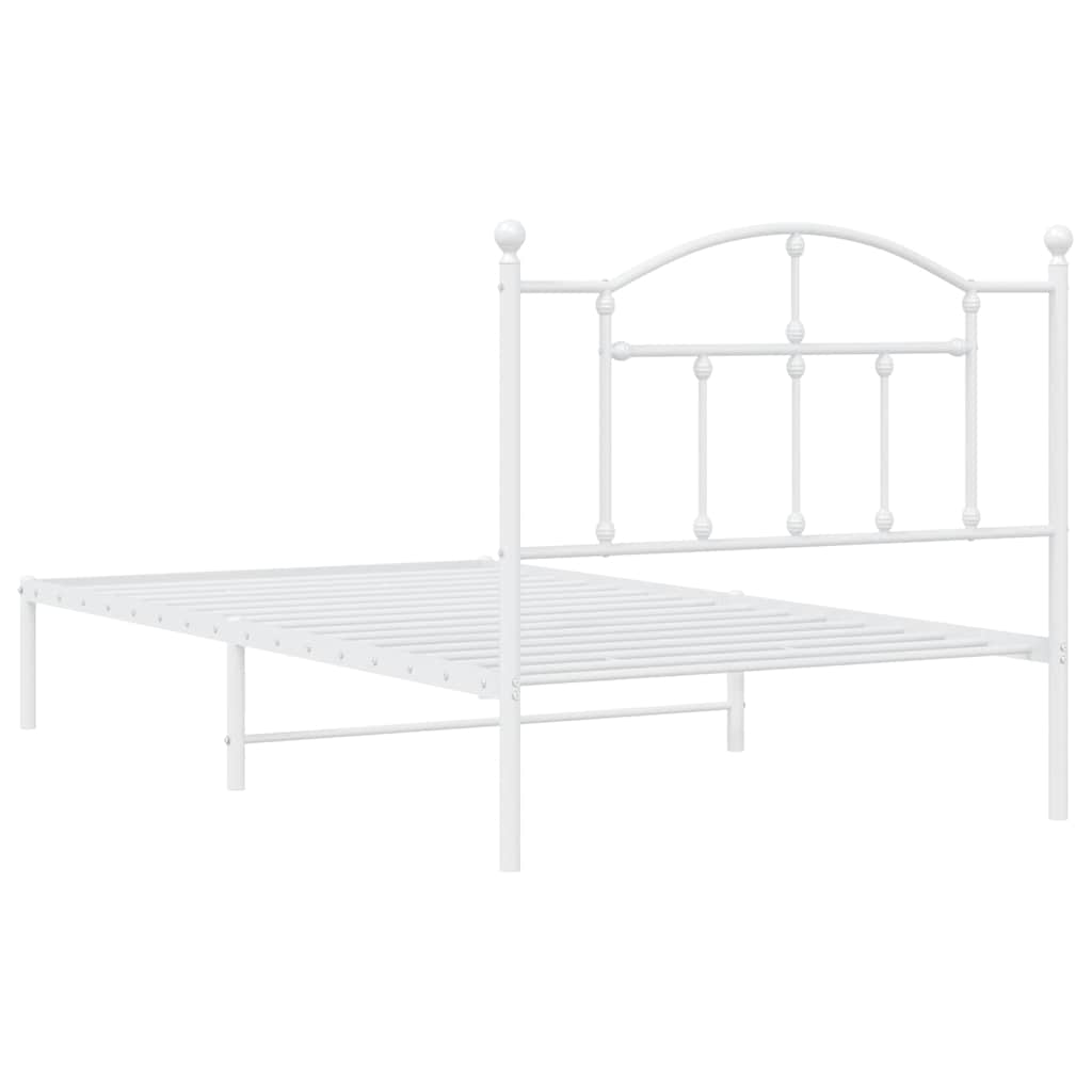 Metalni okvir za krevet s uzglavljem bijeli 100x190 cm