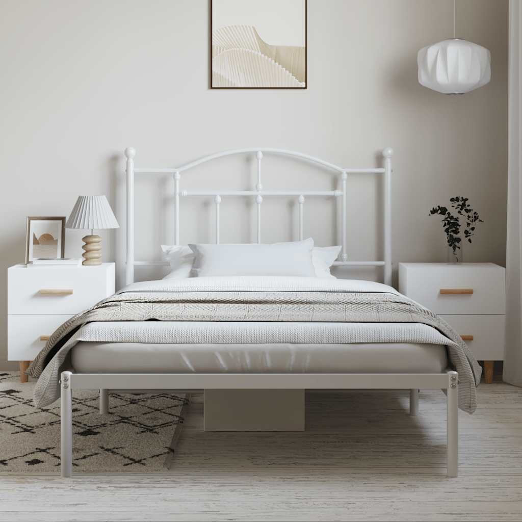 Metalni okvir za krevet s uzglavljem bijeli 100x200 cm