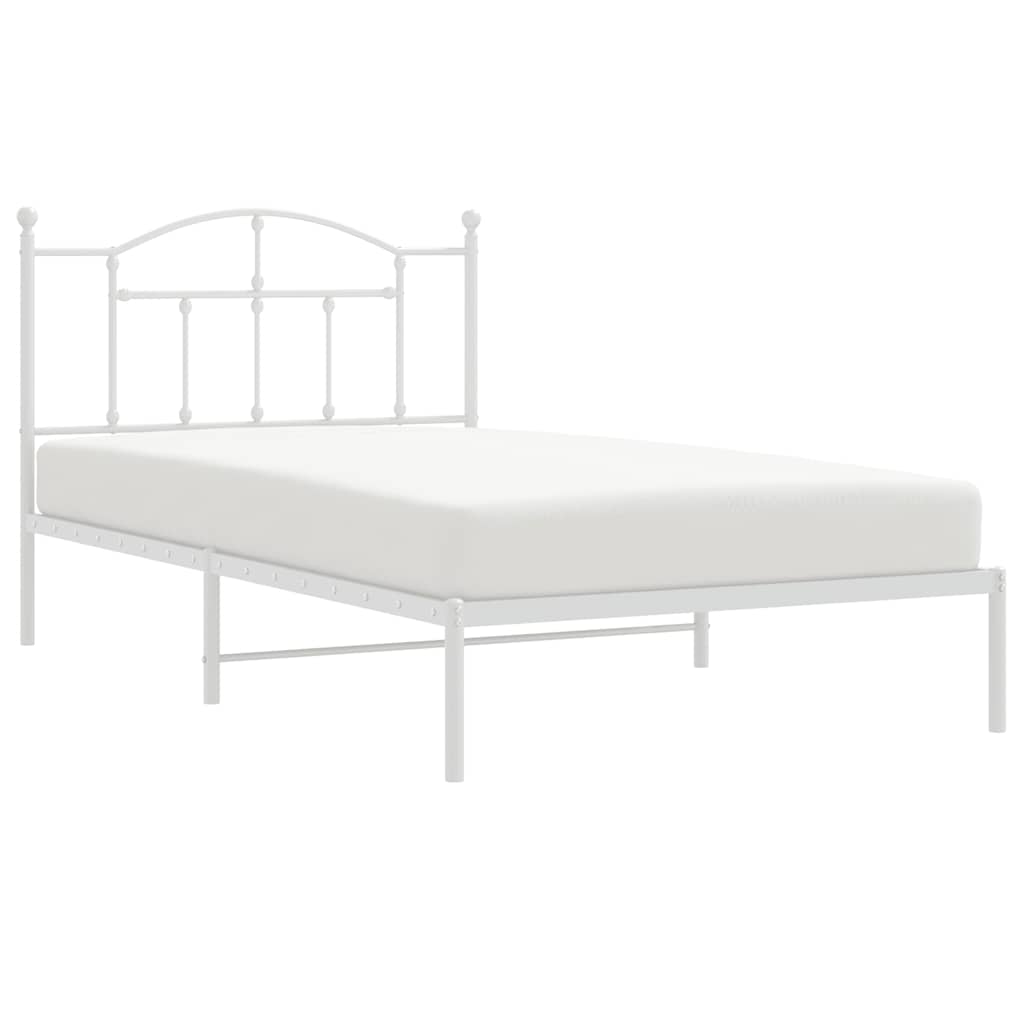 Metalni okvir za krevet s uzglavljem bijeli 100x200 cm