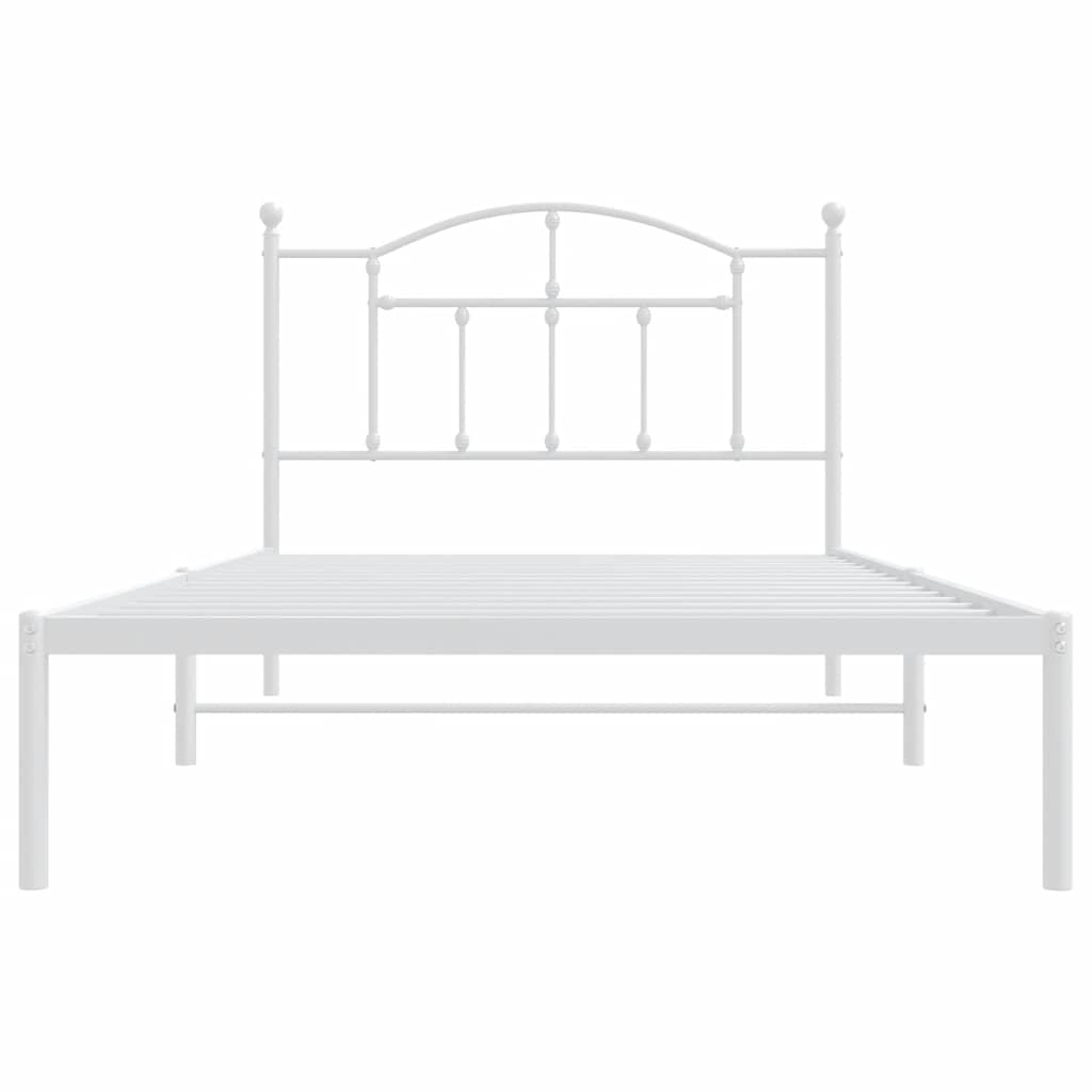 Metalni okvir za krevet s uzglavljem bijeli 100x200 cm