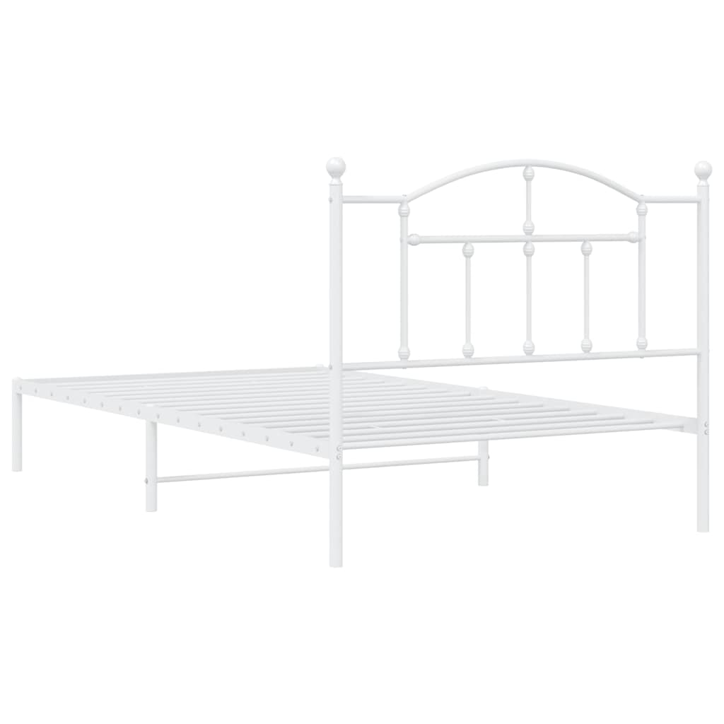 Metalni okvir za krevet s uzglavljem bijeli 100x200 cm