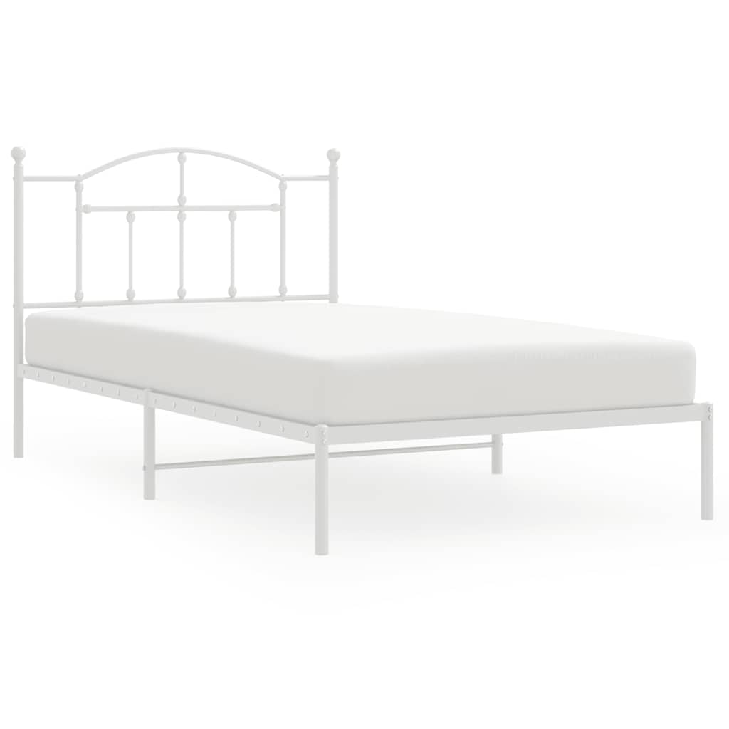 Metalni okvir za krevet s uzglavljem bijeli 107x203 cm
