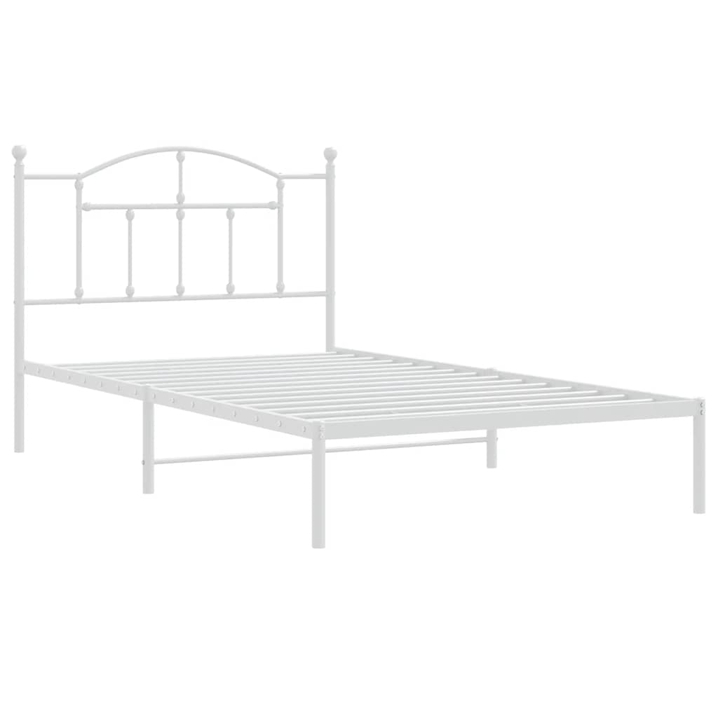 Metalni okvir za krevet s uzglavljem bijeli 107x203 cm