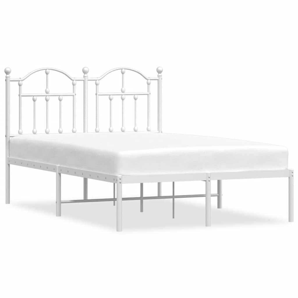 Metalni okvir za krevet s uzglavljem bijeli 120 x 190 cm