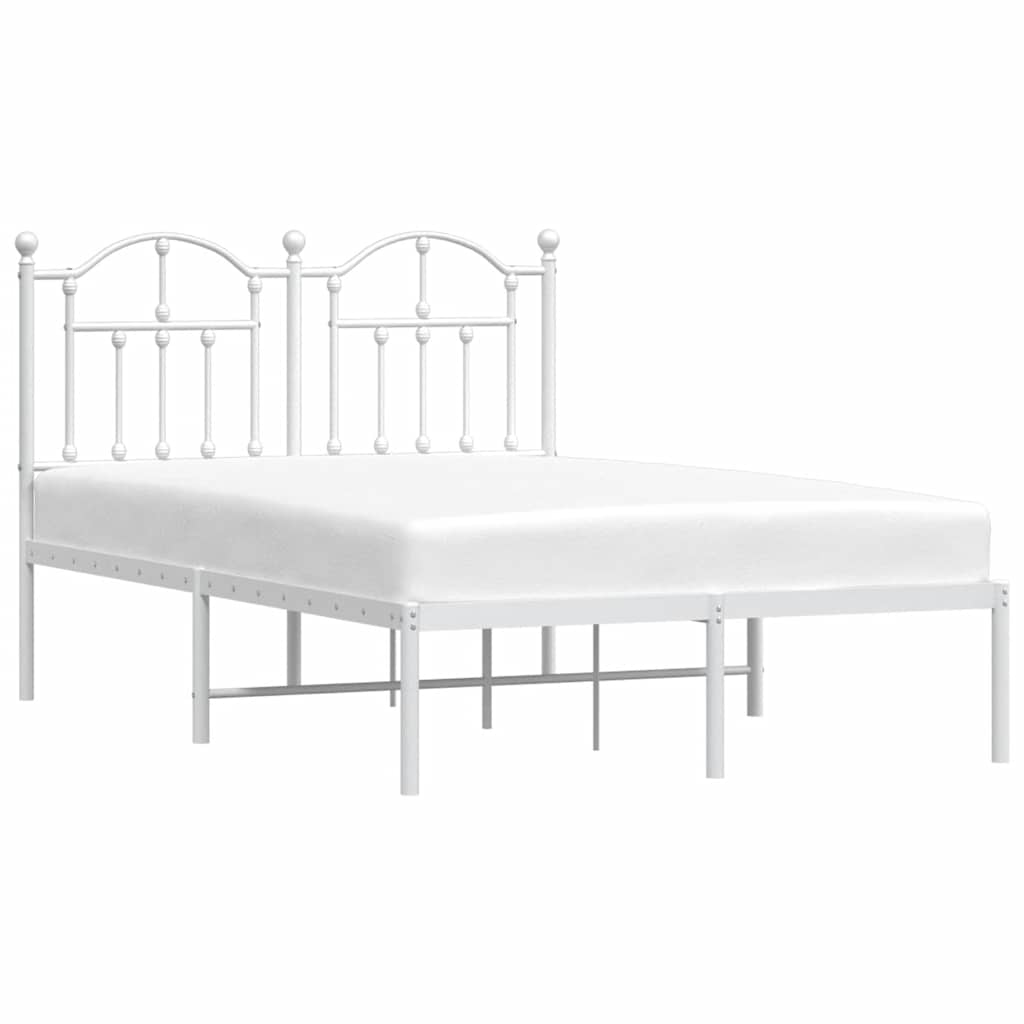 Metalni okvir za krevet s uzglavljem bijeli 120 x 190 cm