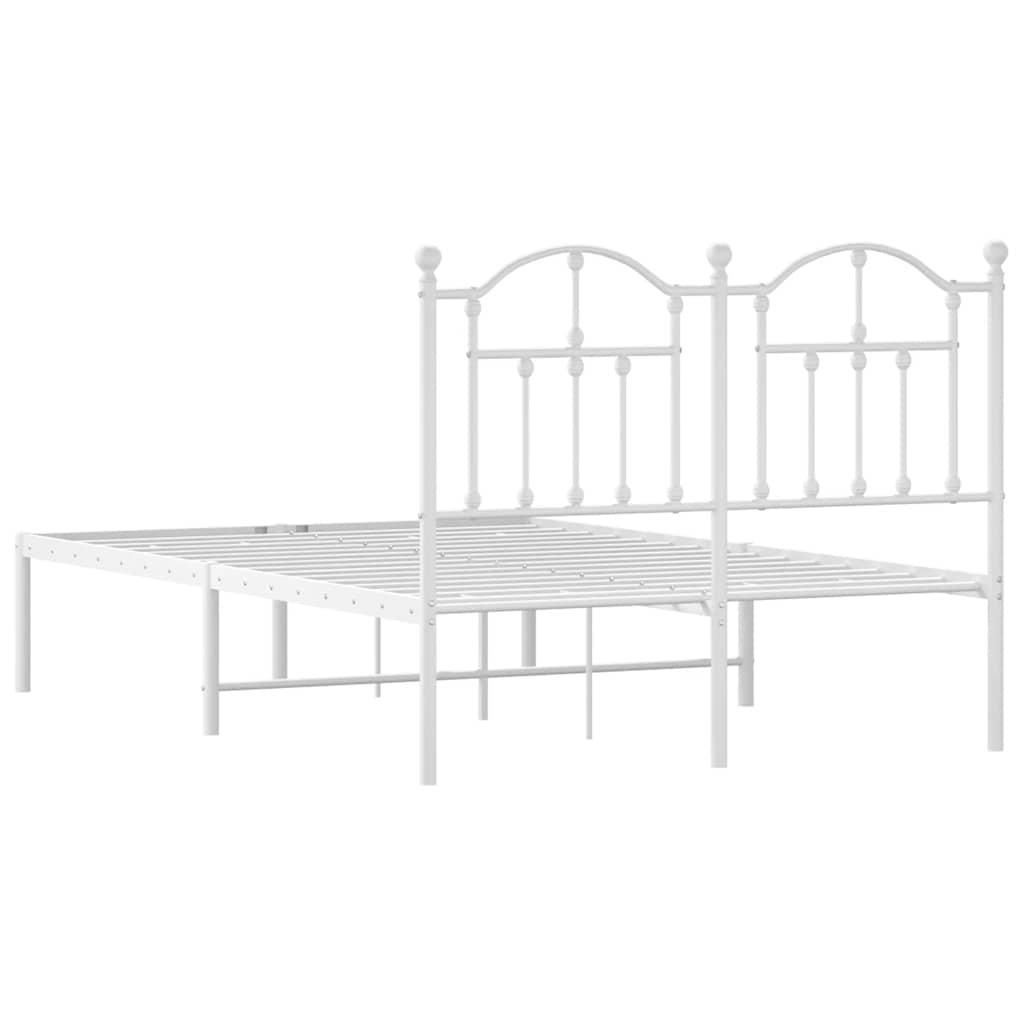 Metalni okvir za krevet s uzglavljem bijeli 120 x 190 cm