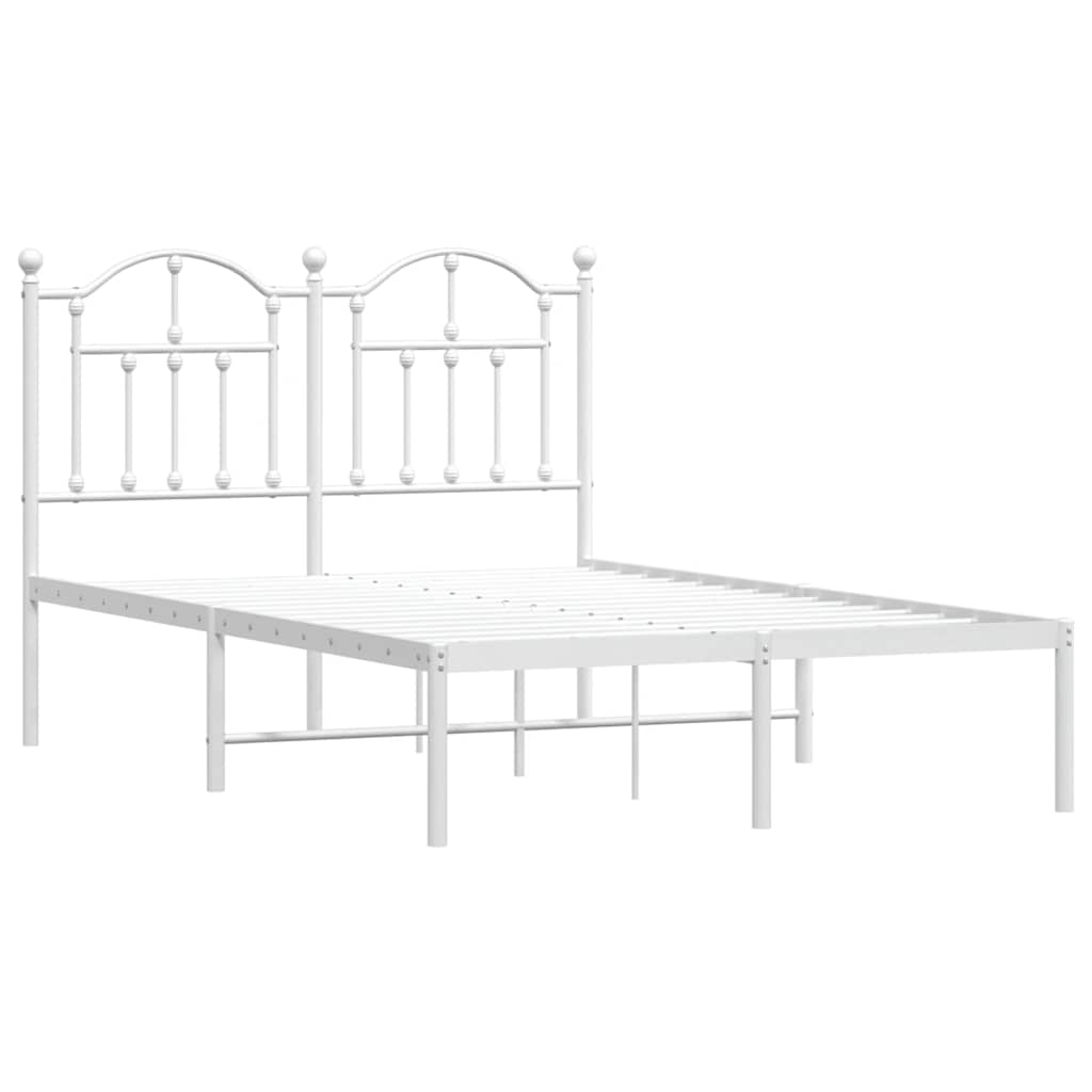 Metalni okvir za krevet s uzglavljem bijeli 120x200 cm