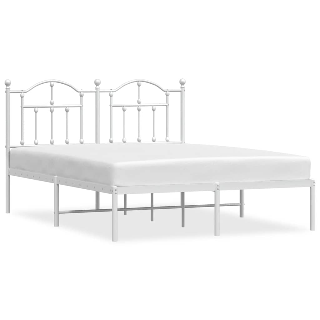 Metalni okvir za krevet s uzglavljem bijeli 135x190 cm