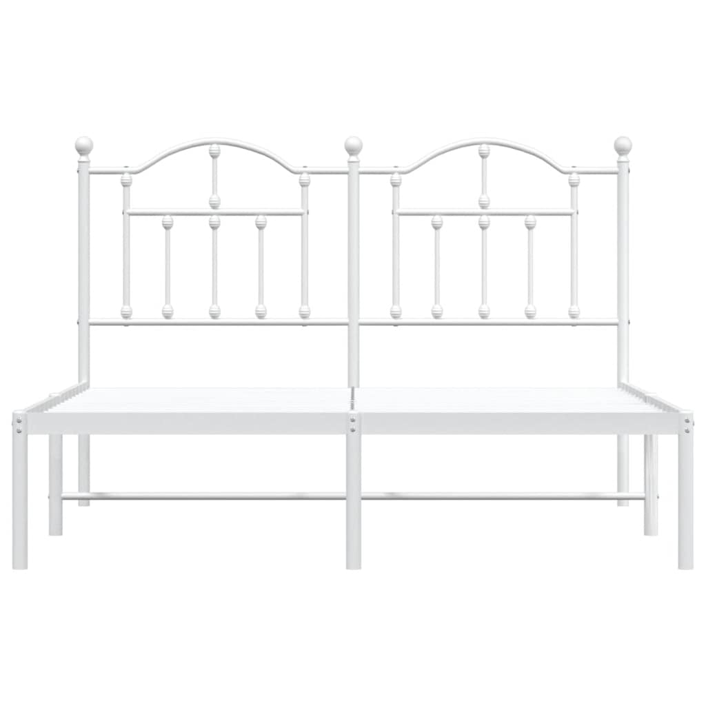 Metalni okvir za krevet s uzglavljem bijeli 135x190 cm