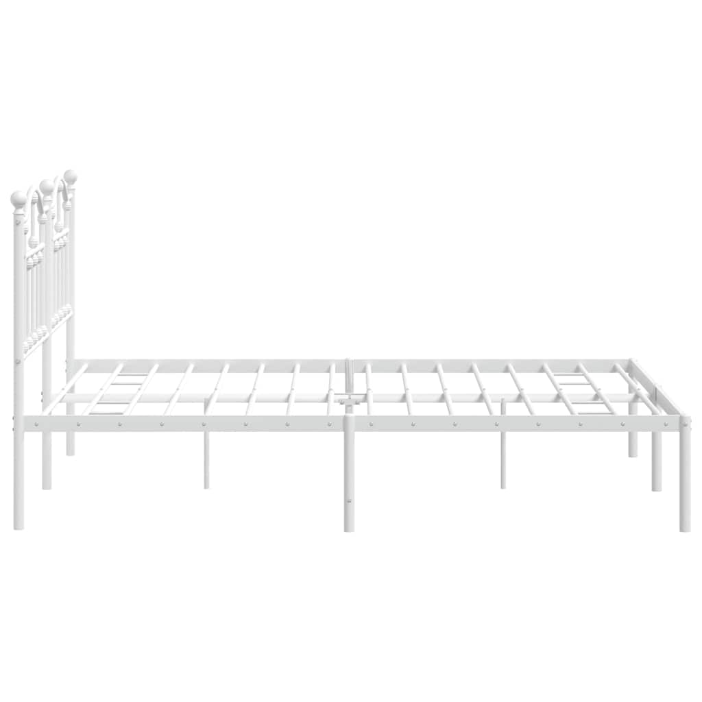 Metalni okvir za krevet s uzglavljem bijeli 135x190 cm