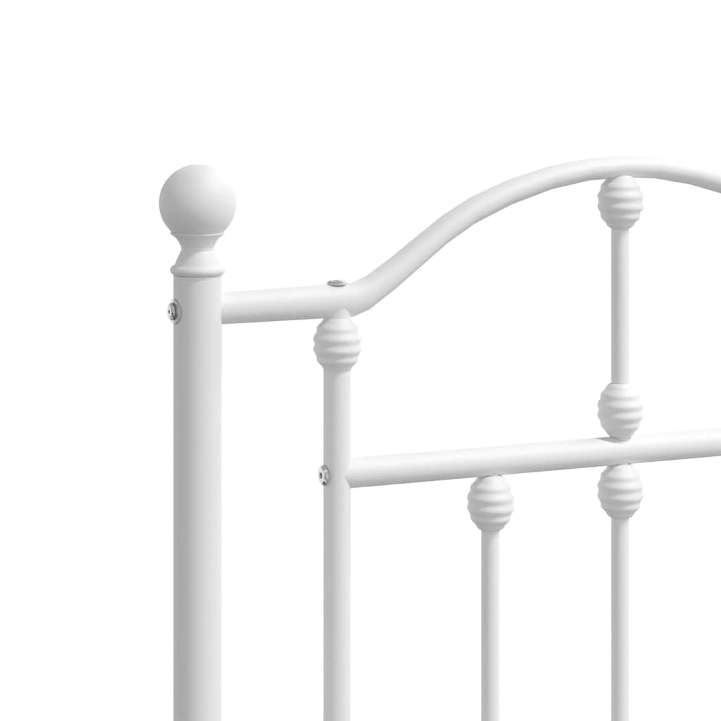 Metalni okvir za krevet s uzglavljem bijeli 135x190 cm