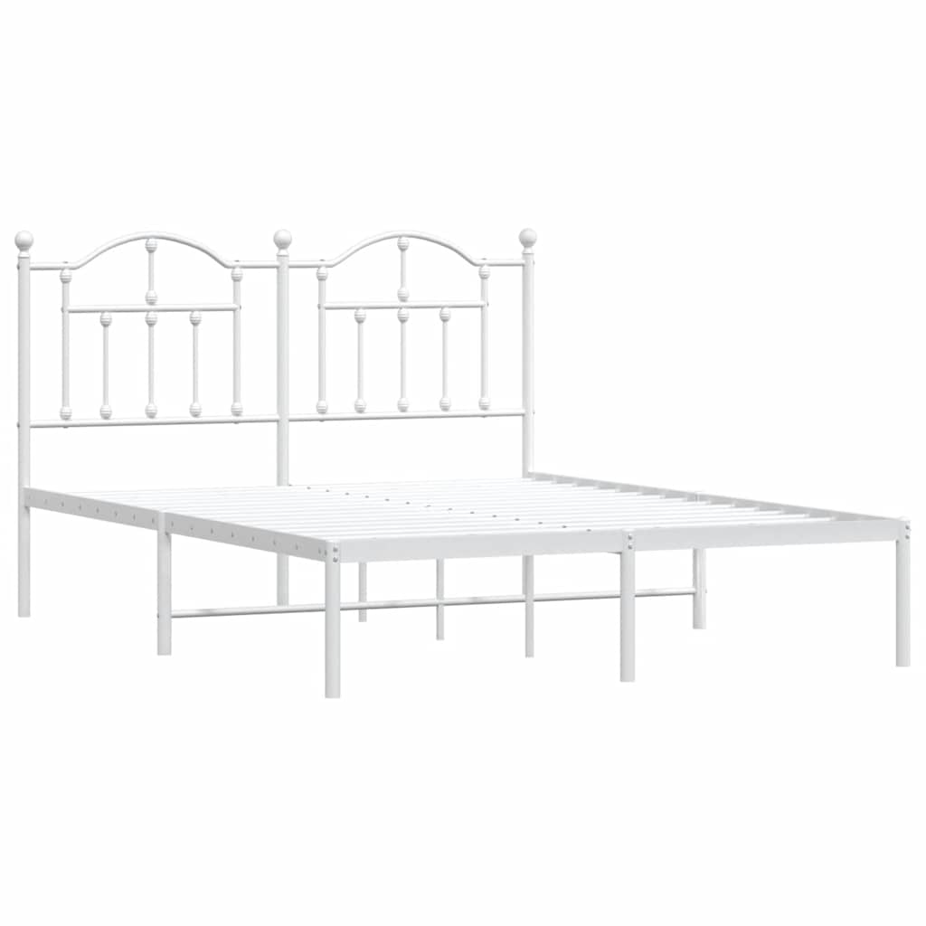 Metalni okvir za krevet s uzglavljem bijeli 150x200 cm