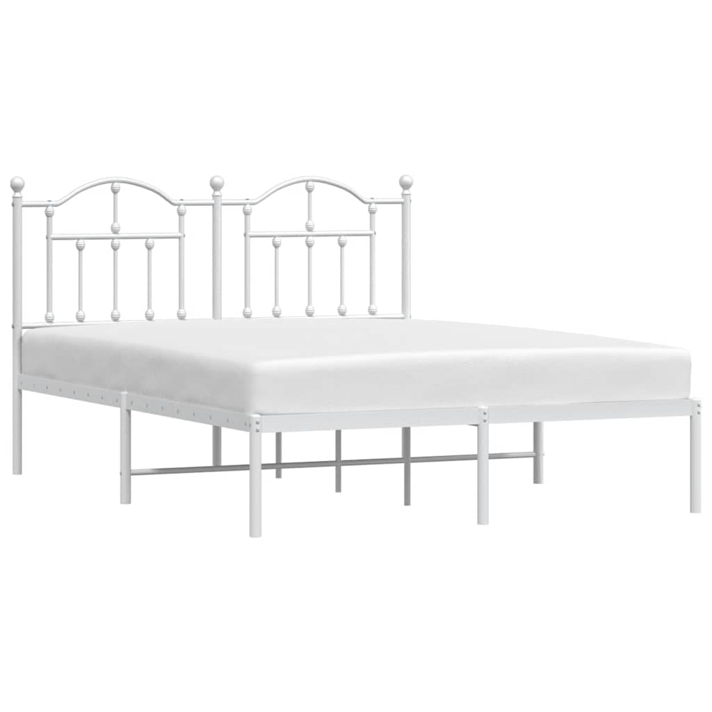 Metalni okvir za krevet s uzglavljem bijeli 150x200 cm