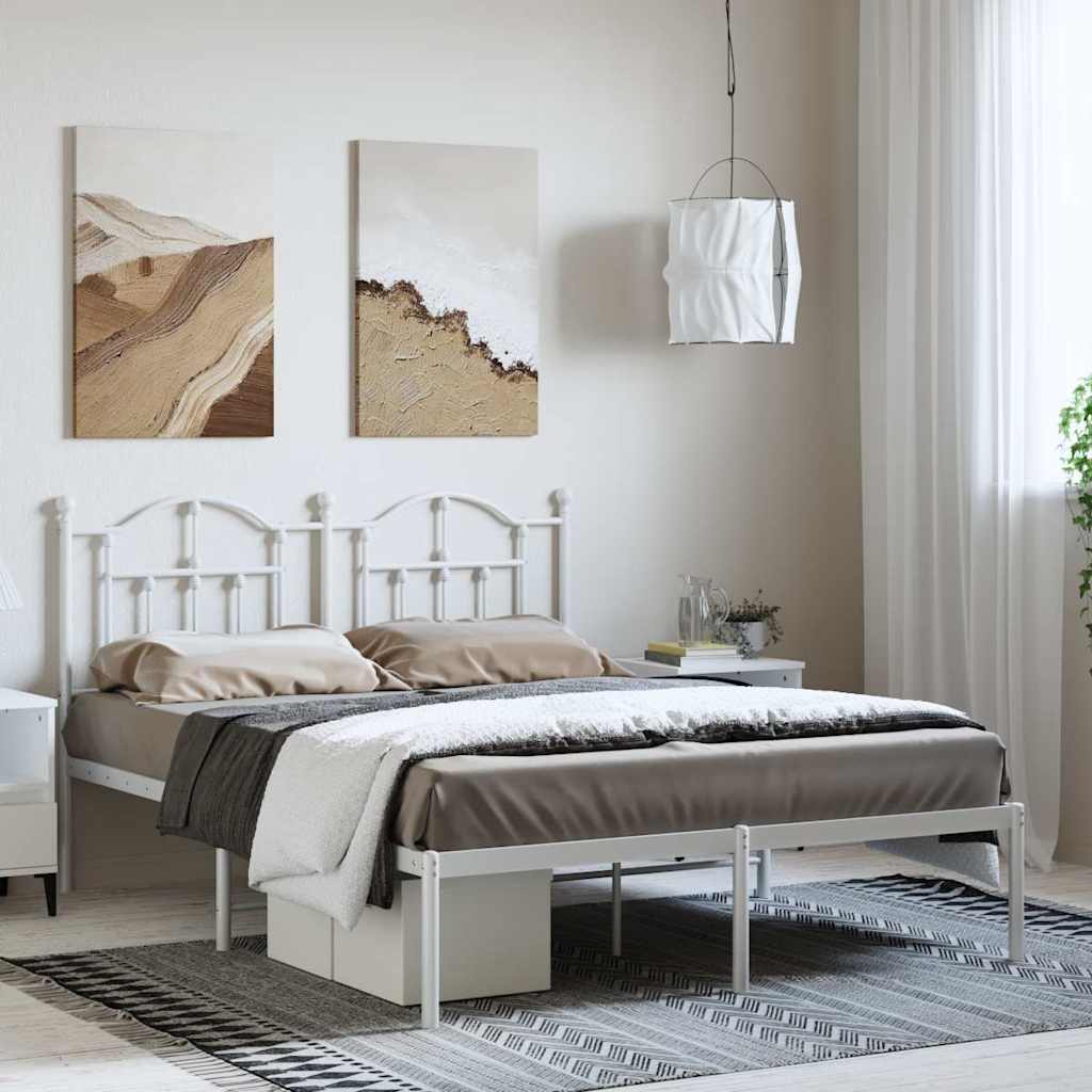 Metalni okvir za krevet s uzglavljem bijeli 150x200 cm