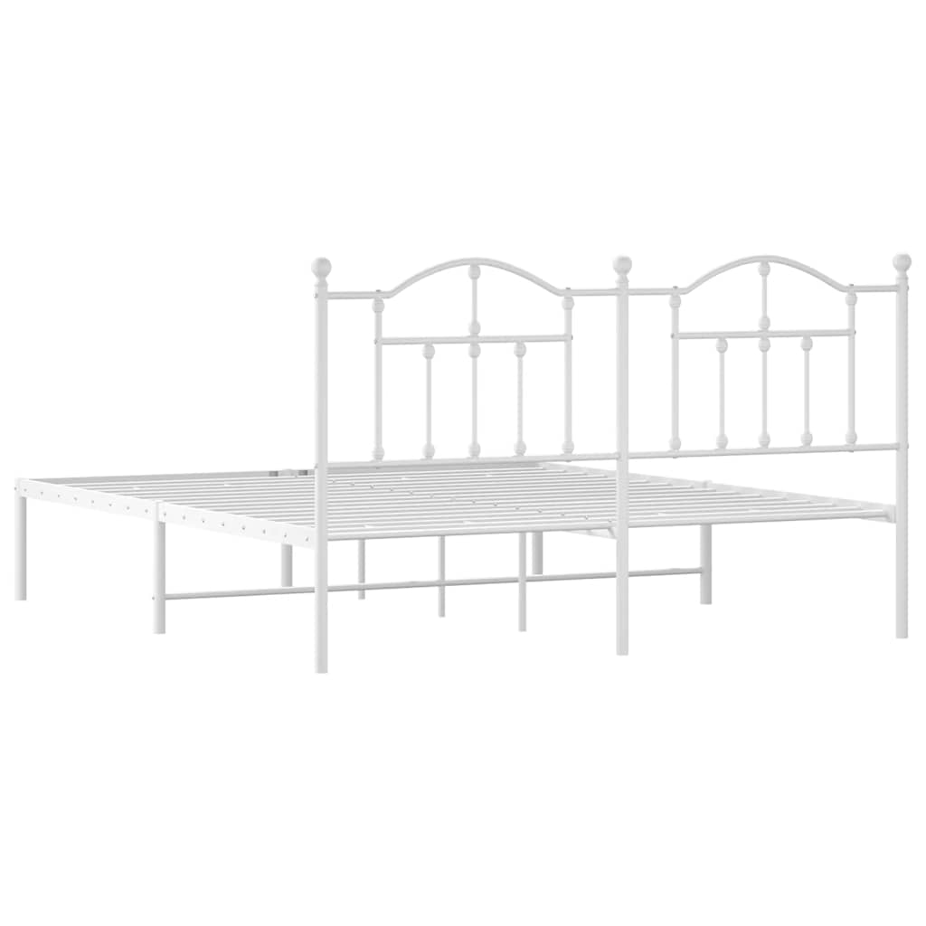 Metalni okvir za krevet s uzglavljem bijeli 160x200 cm
