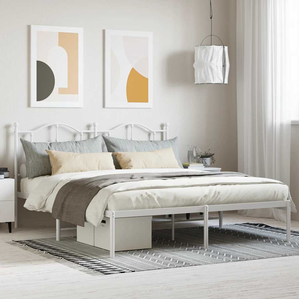 Metalni okvir za krevet s uzglavljem bijeli 160x200 cm