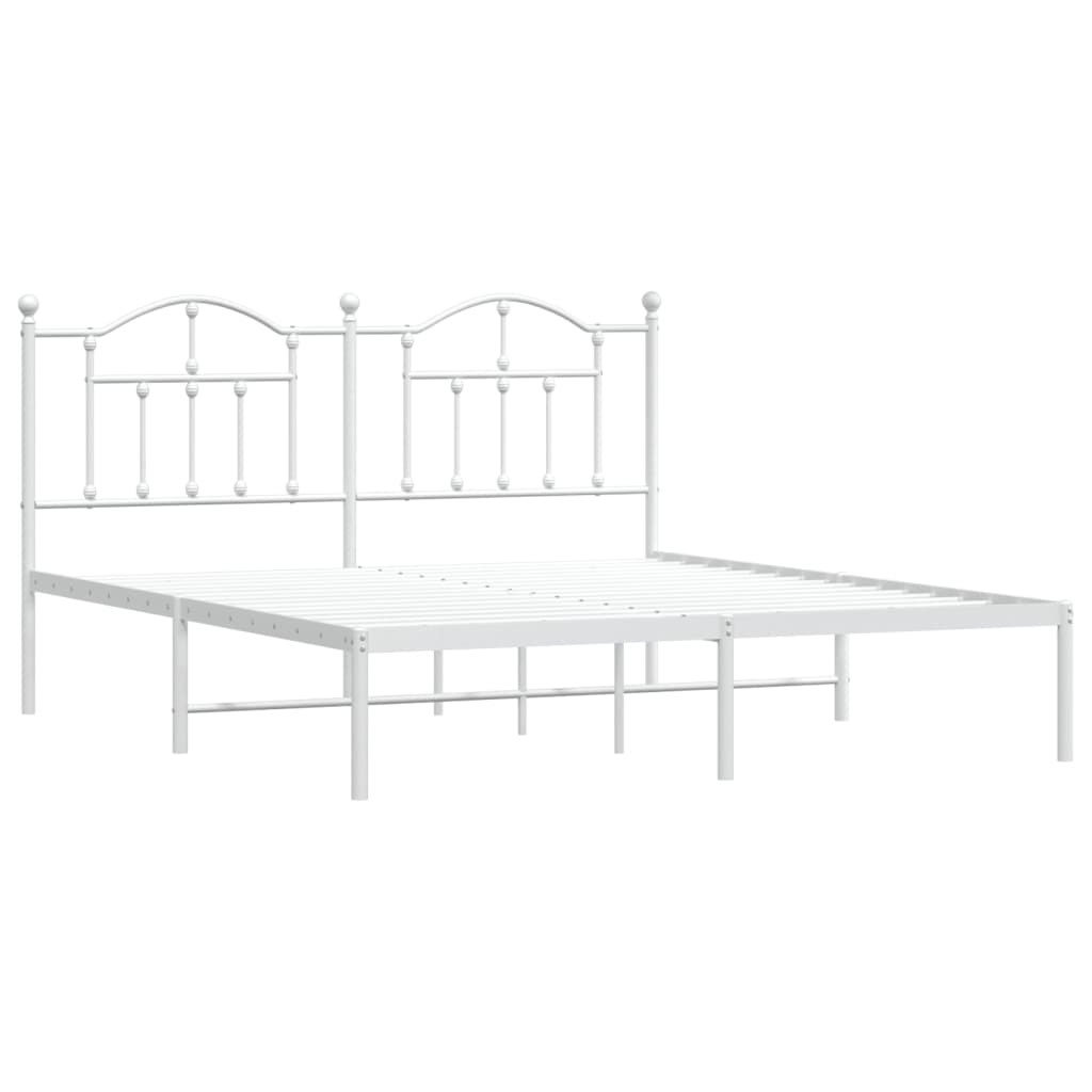 Metalni okvir za krevet s uzglavljem bijeli 180x200 cm