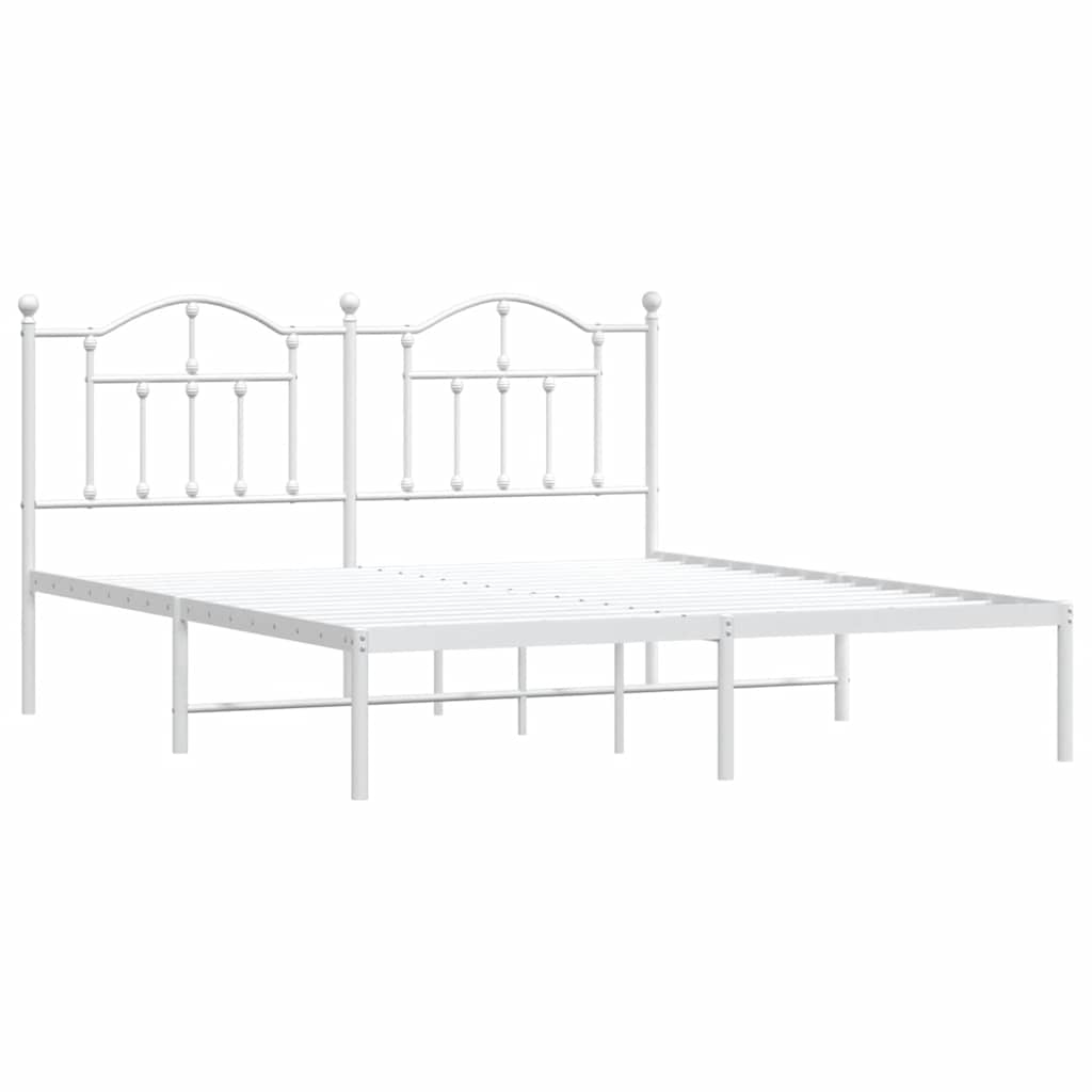 Metalni okvir za krevet s uzglavljem bijeli 183x213 cm