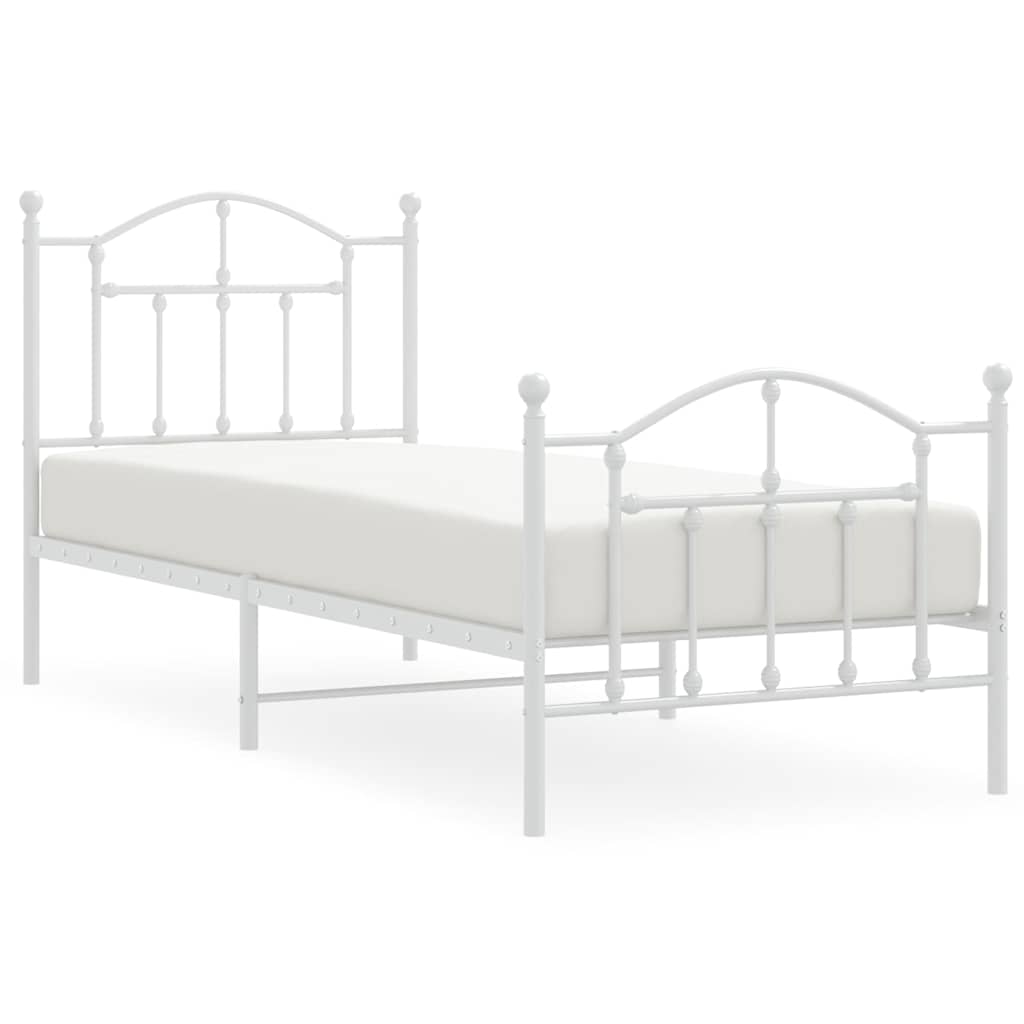Metalni okvir kreveta uzglavlje i podnožje bijeli 90x190 cm