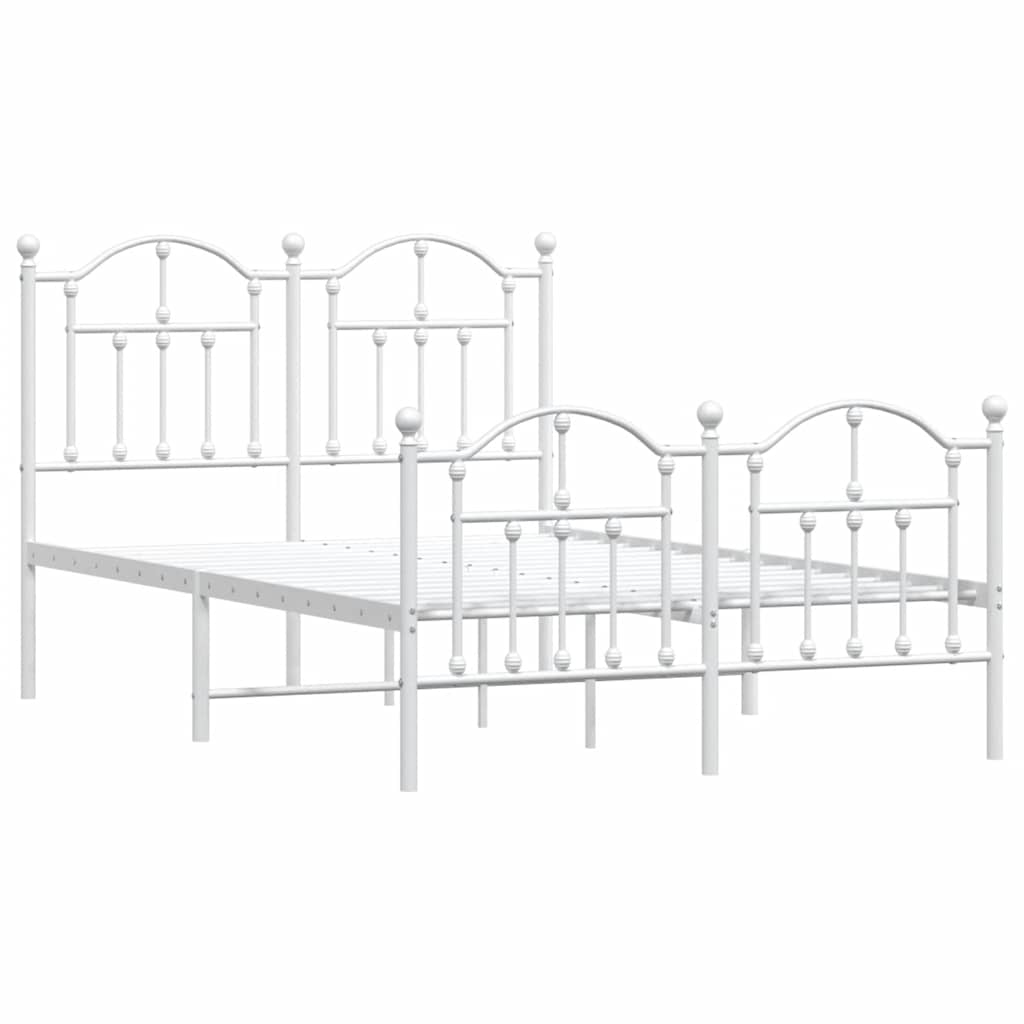 Metalni okvir kreveta uzglavlje i podnožje bijeli 120x200 cm