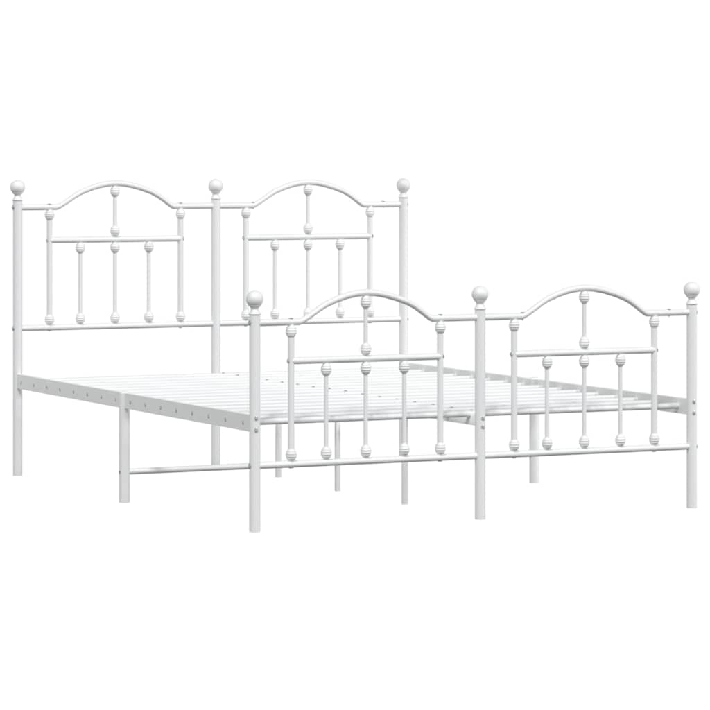 Metalni okvir kreveta uzglavlje i podnožje bijeli 140x200 cm