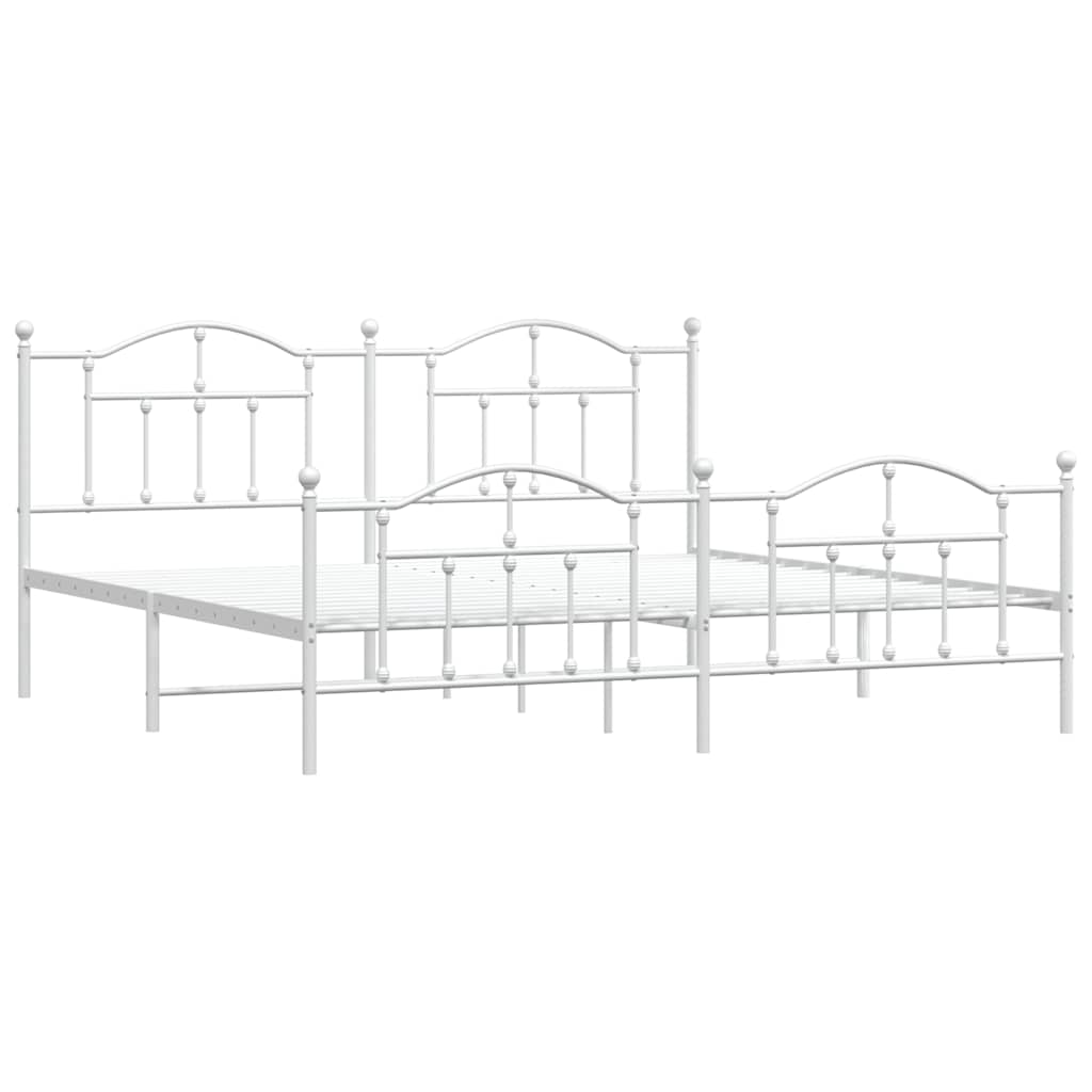 Metalni okvir kreveta uzglavlje i podnožje bijeli 200x200 cm