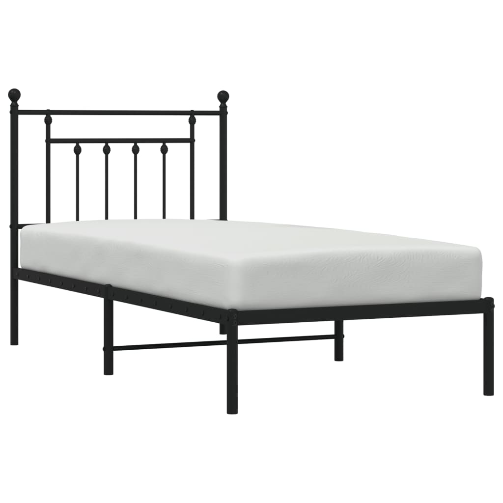 Metalni okvir za krevet s uzglavljem crni 80x200 cm