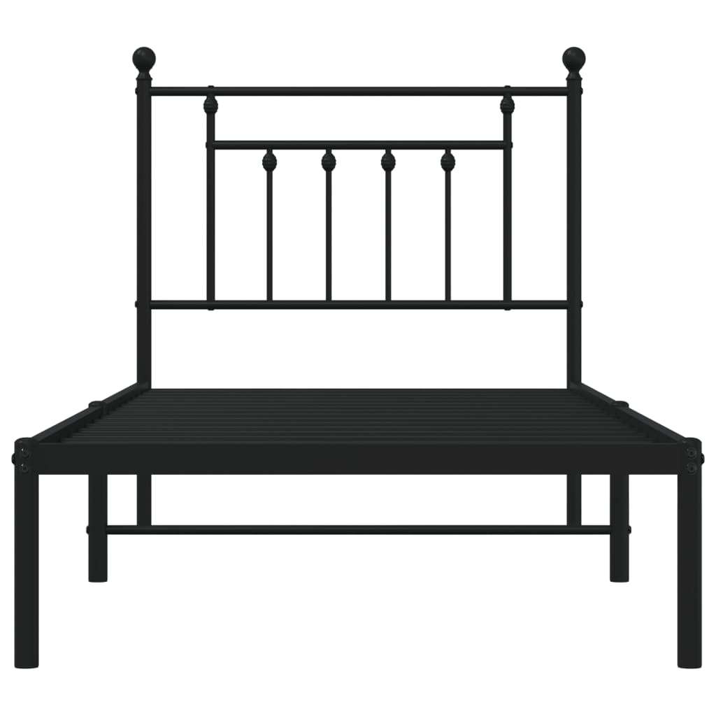 Metalni okvir za krevet s uzglavljem crni 90x190 cm