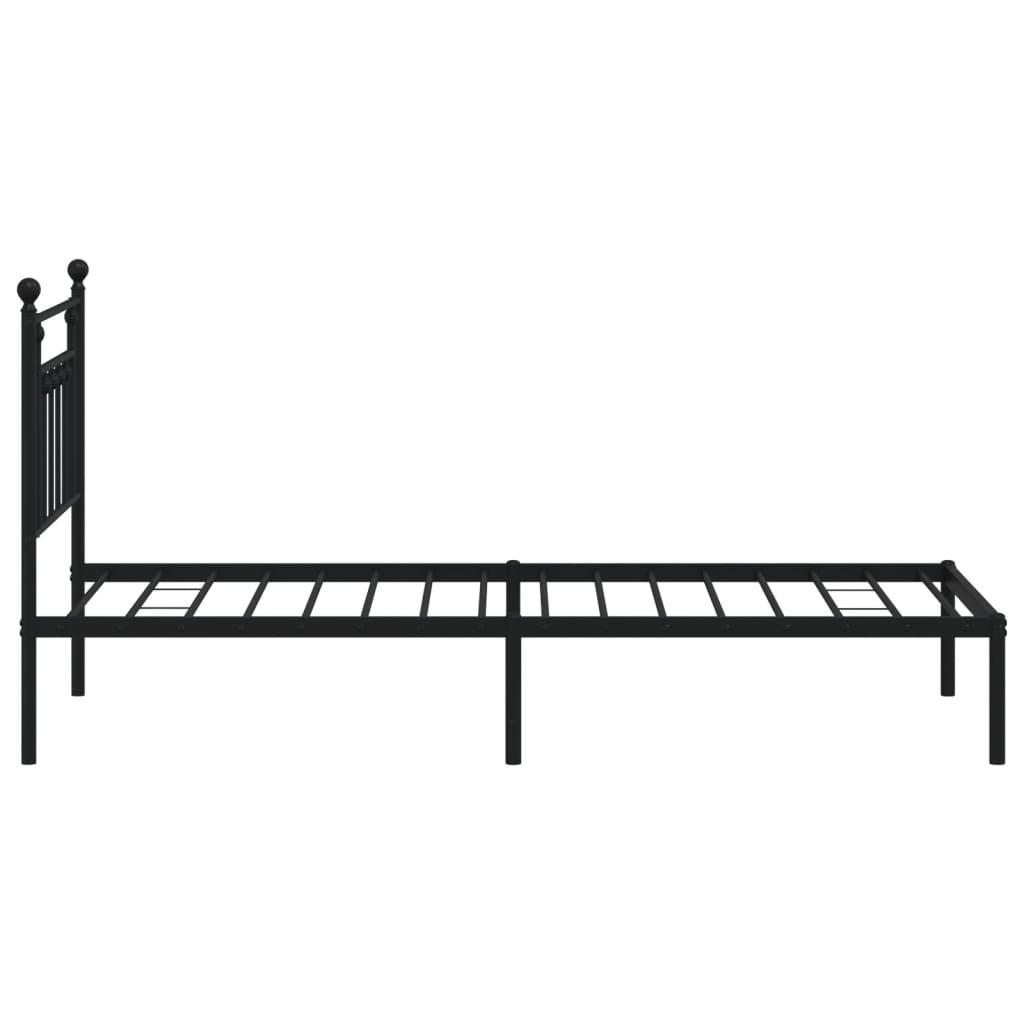 Metalni okvir za krevet s uzglavljem crni 90x190 cm