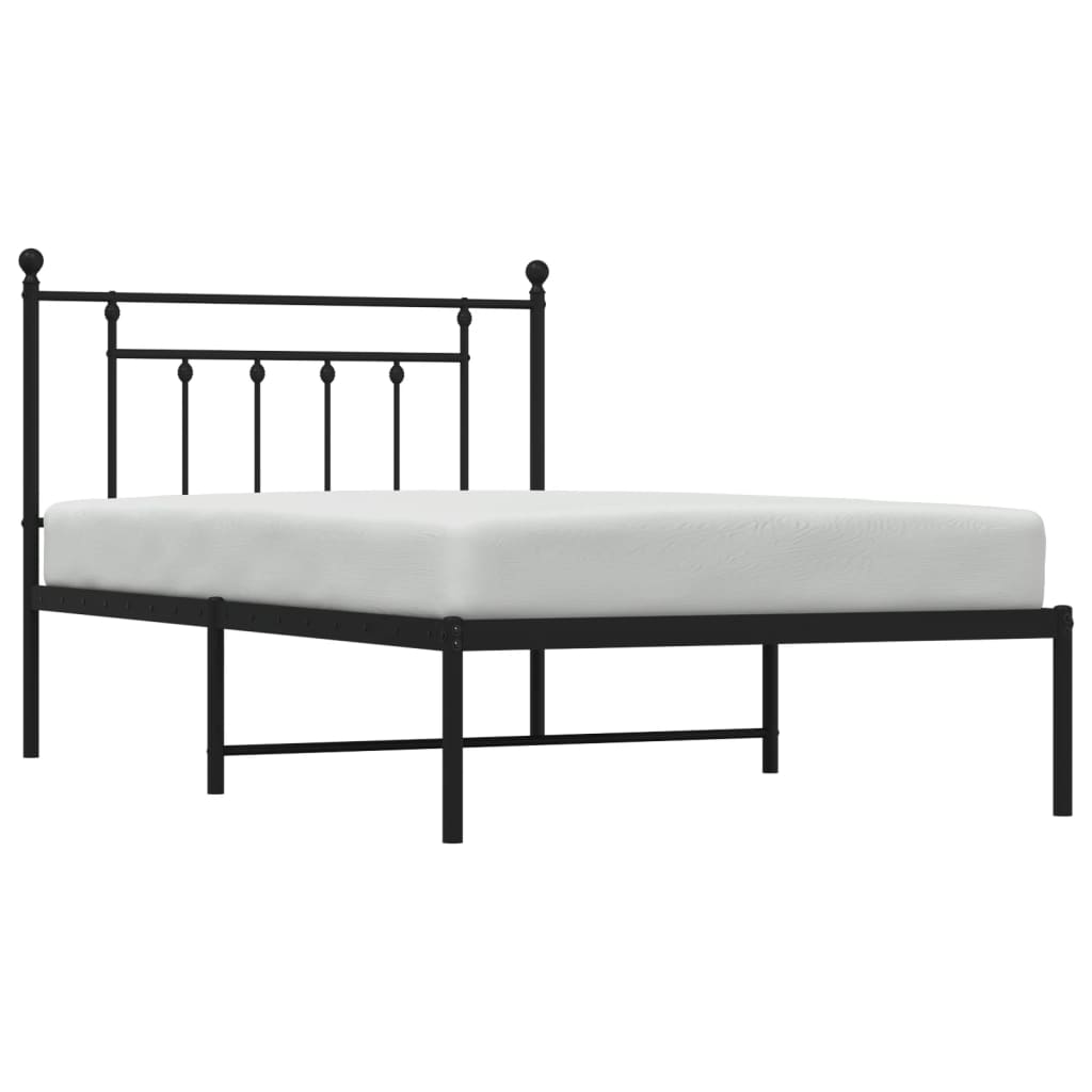 Metalni okvir za krevet s uzglavljem crni 107x203 cm