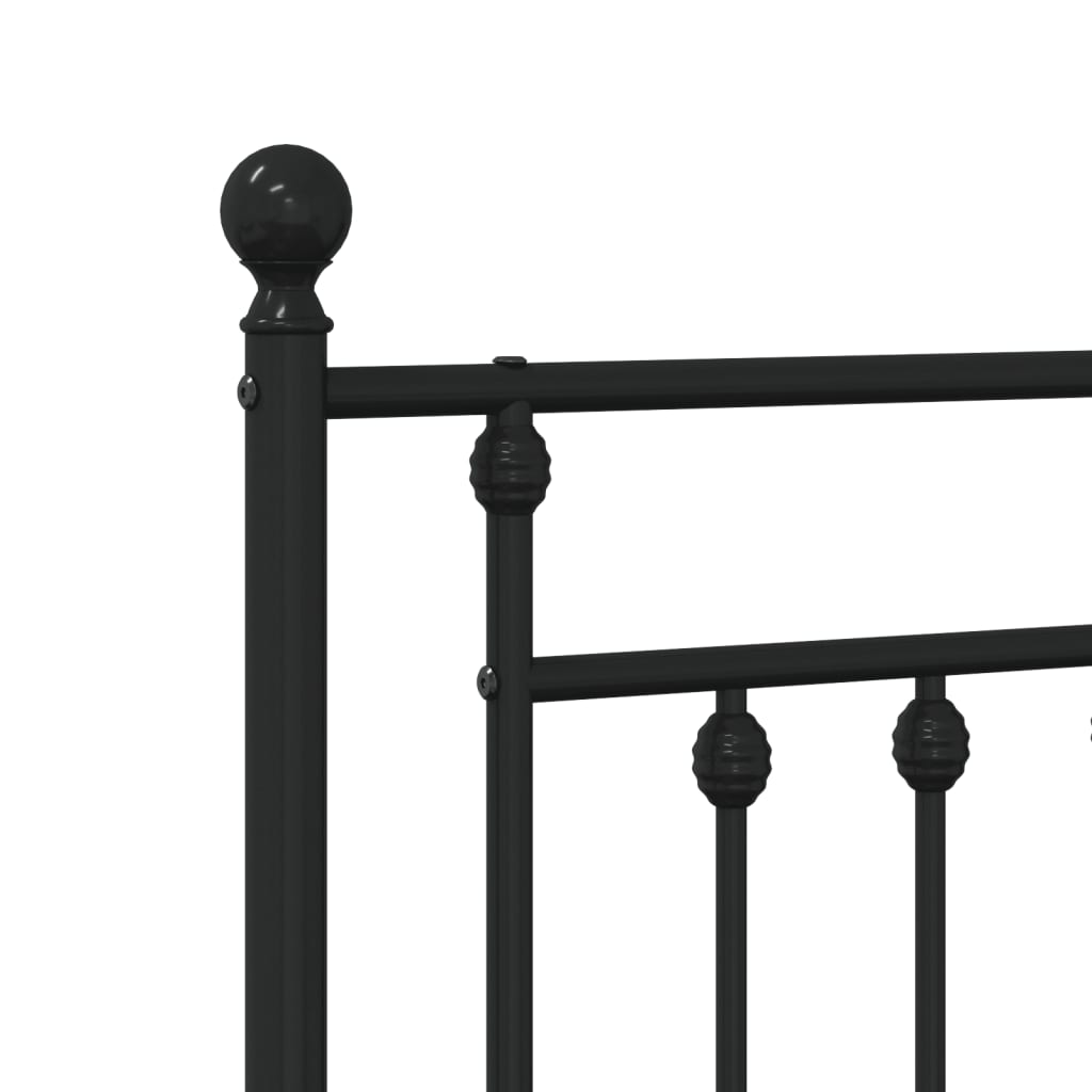 Metalni okvir za krevet s uzglavljem crni 107x203 cm