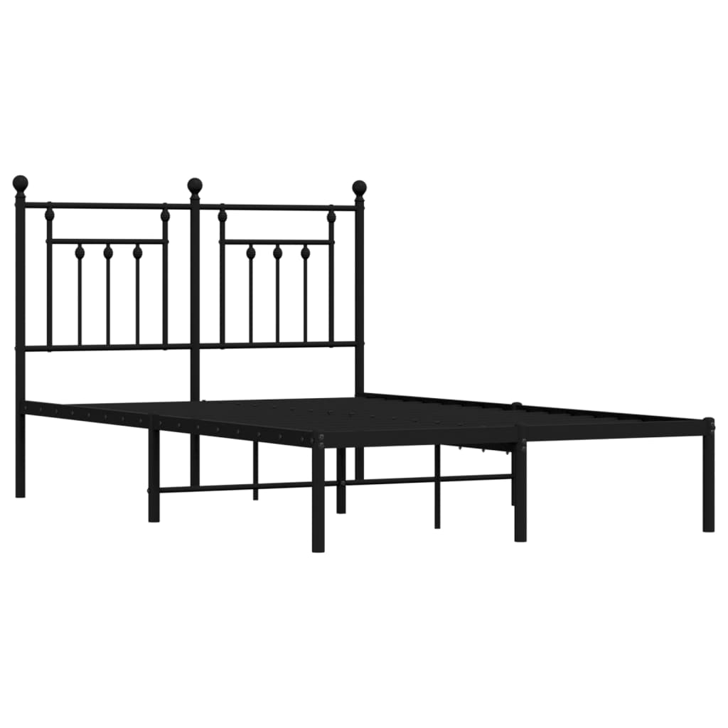 Metalni okvir za krevet s uzglavljem crni 120x190 cm