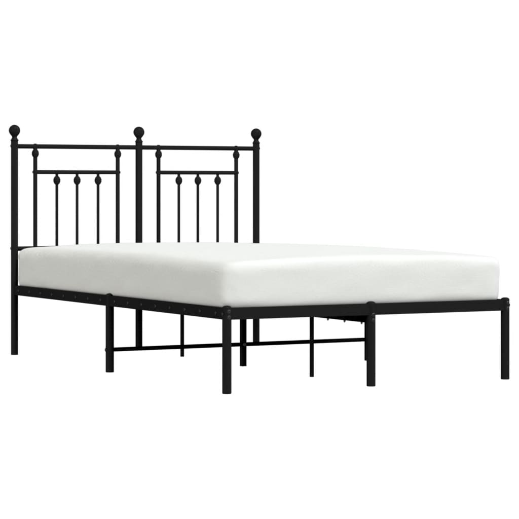 Metalni okvir za krevet s uzglavljem crni 120x190 cm